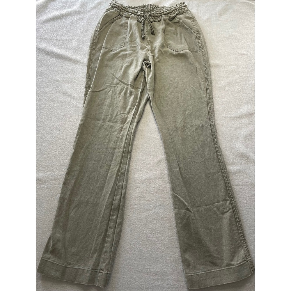 Ci Sono Women Olive Green Linen Blend Drawstring Smocked Waist Pants XS